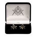 Silver & Black Masonic Compass & Square Cuff Link Set
